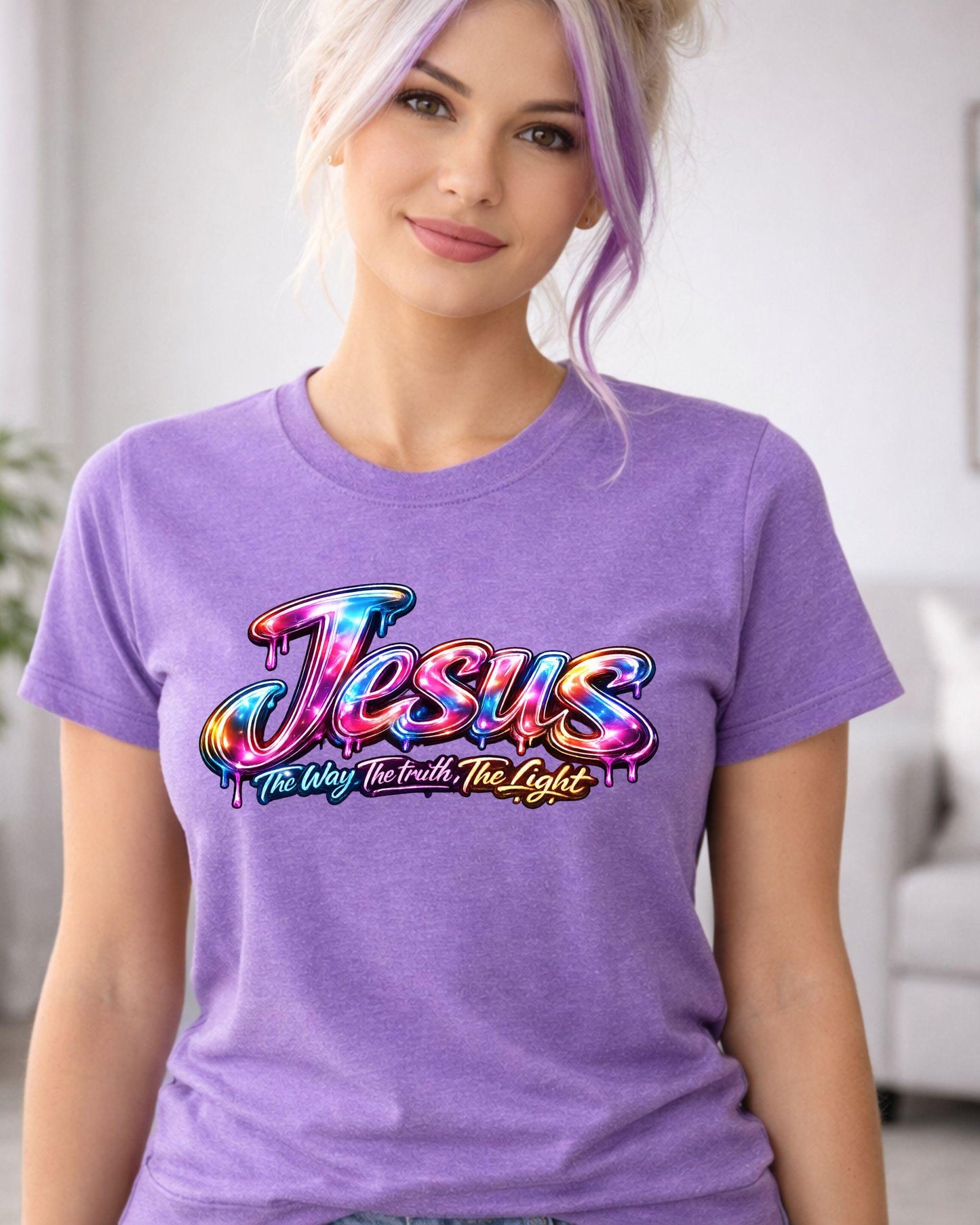 Jesus graffiti script T-Shirt | colorful drip lettering