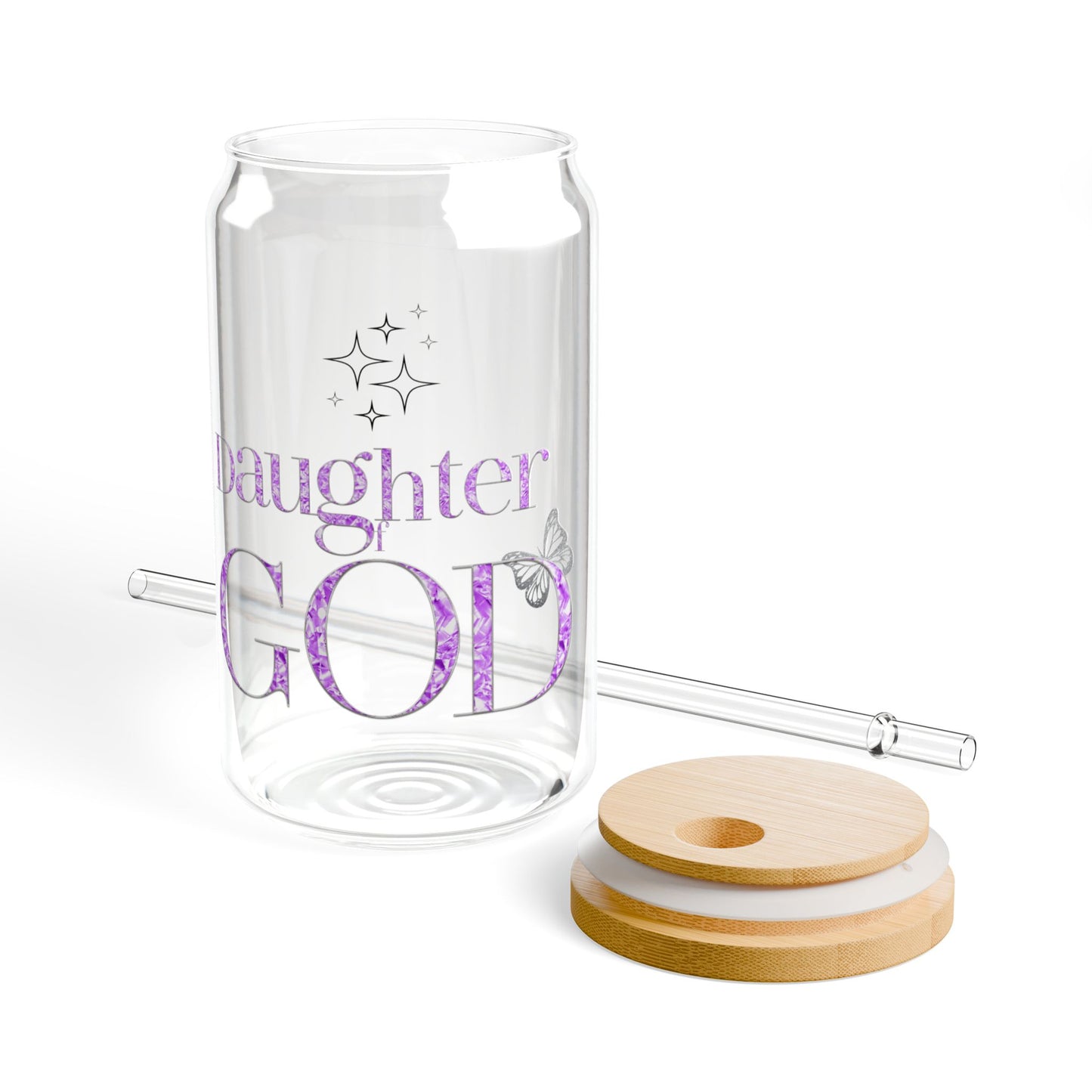 Daughter of God 16oz Sipper Glass | Christian Faith Drinkware Gift for Women