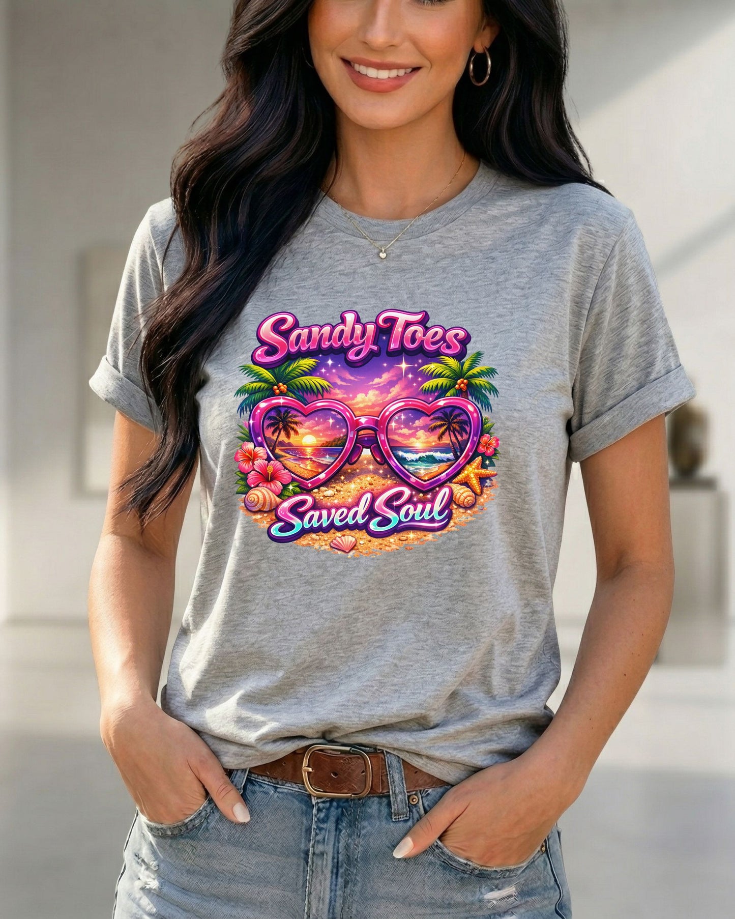Sandy Toes Saved Soul T-Shirt | Christian Beach Faith Tee