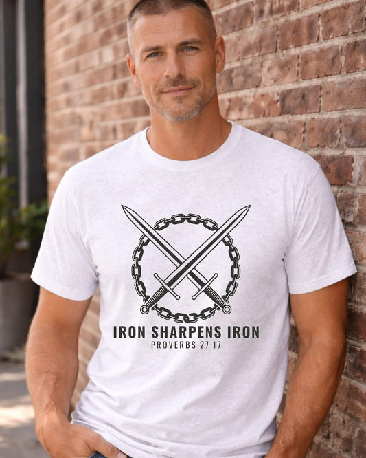 Iron Sharpening Swords T-Shirt | Proverbs 27:17 Christian Tee
