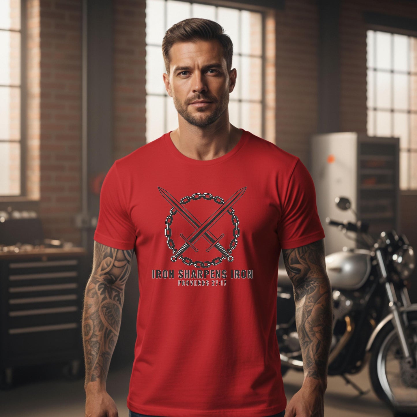 Iron Sharpening Swords T-Shirt | Proverbs 27:17 Christian Tee