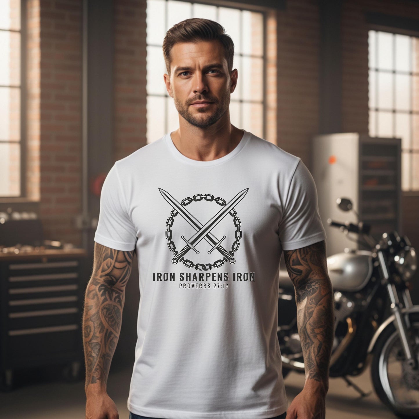 Iron Sharpening Swords T-Shirt | Proverbs 27:17 Christian Tee