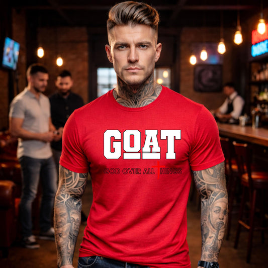 GOAT God Over All Things Christian T-Shirt | Gildan 64000 Unisex Softstyle Tee | Faith-Based Shirt for Men | Truly Blessed Apparel