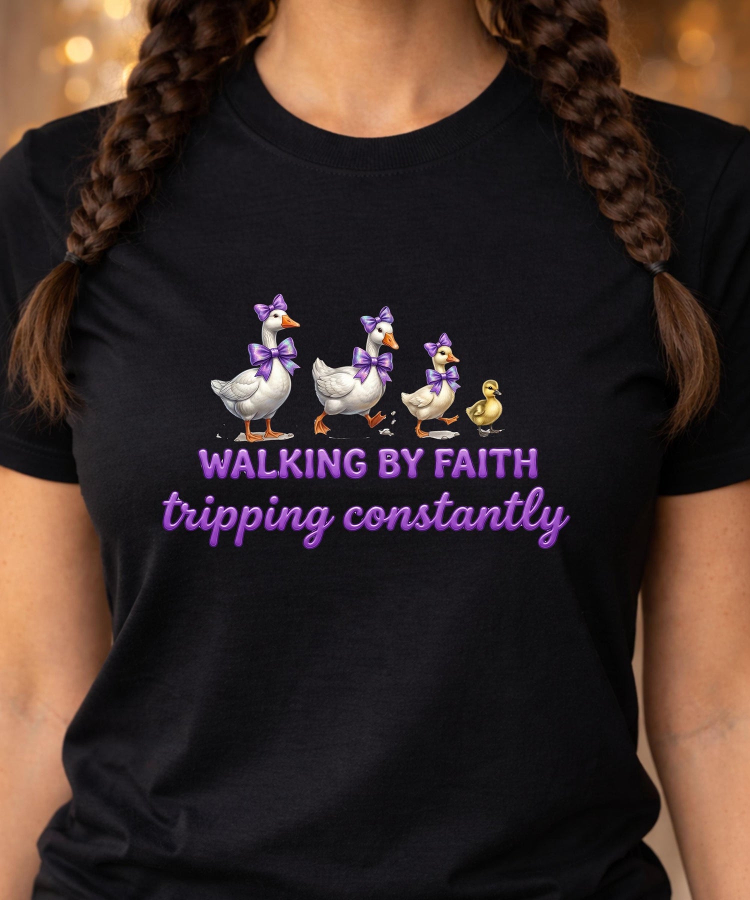 Walking by Faith ducks T-Shirt | Christian faith scripture design