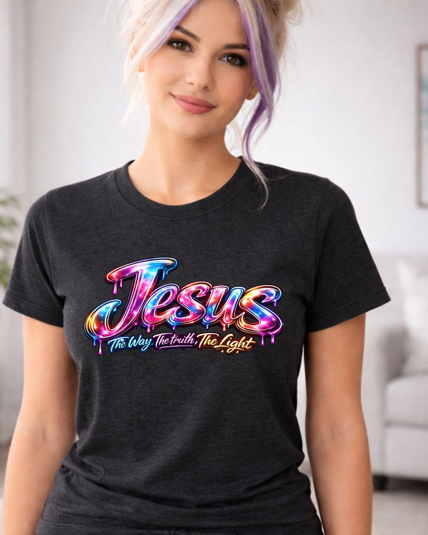 Jesus graffiti script T-Shirt | colorful drip lettering