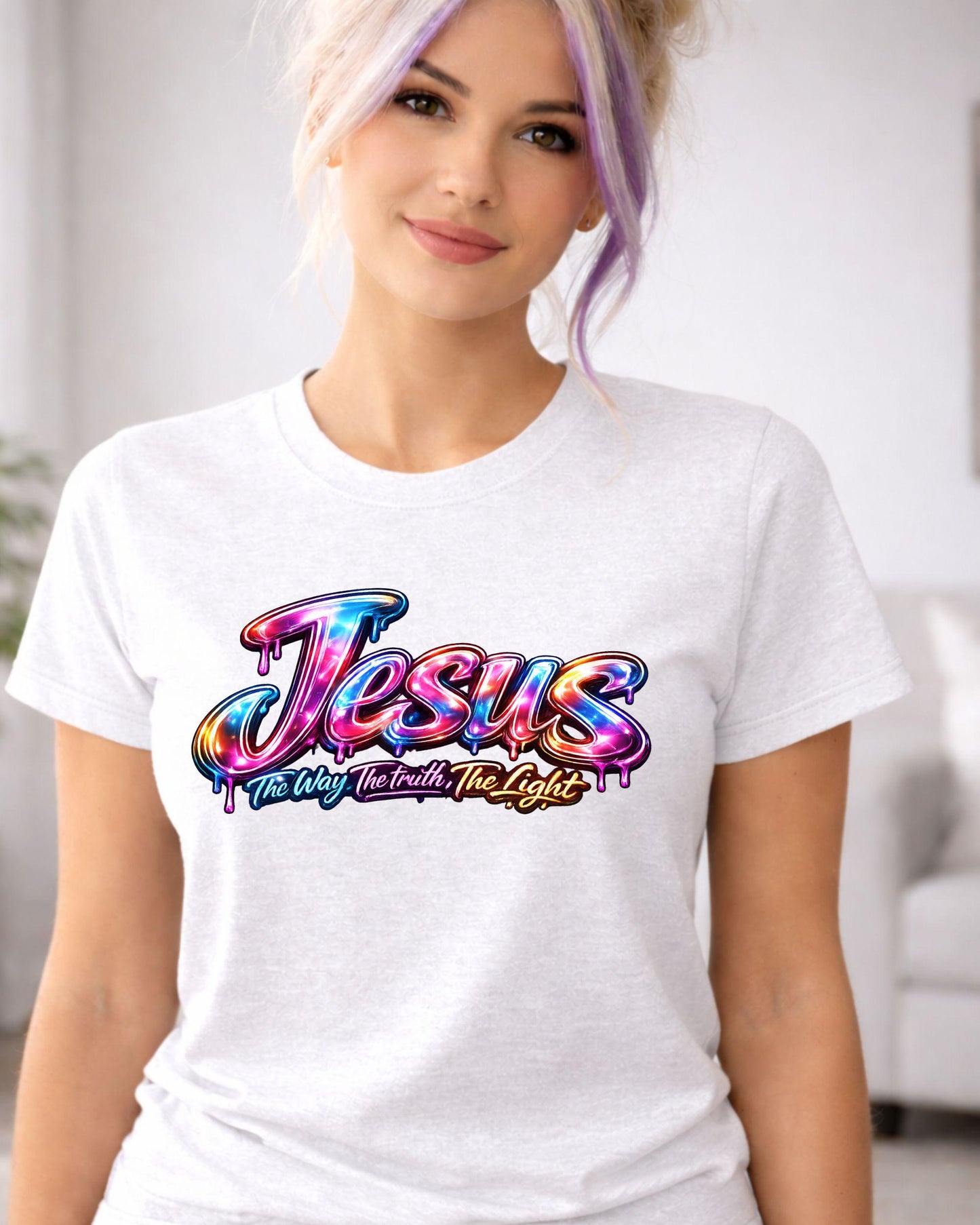 Jesus graffiti script T-Shirt | colorful drip lettering