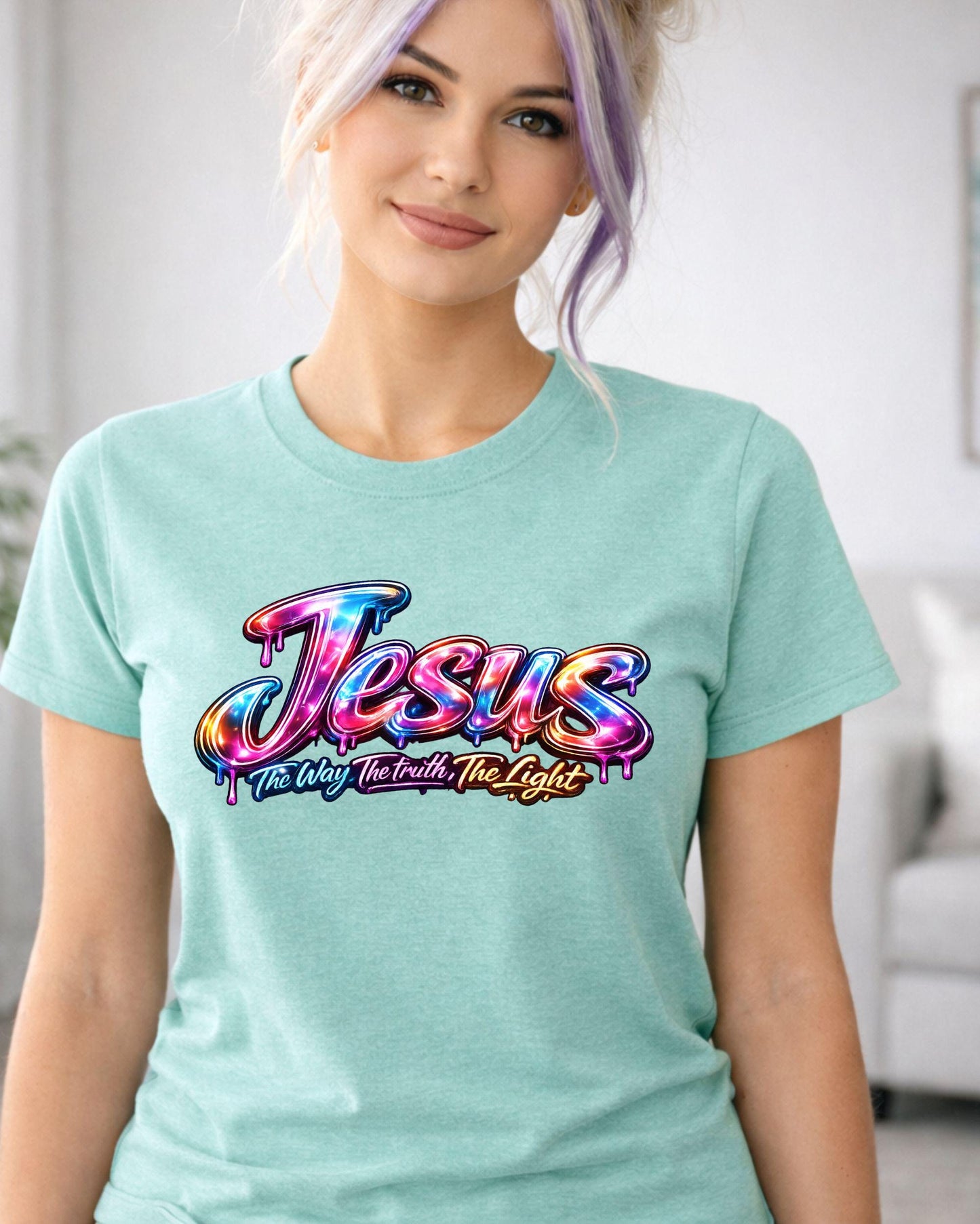 Jesus graffiti script T-Shirt | colorful drip lettering