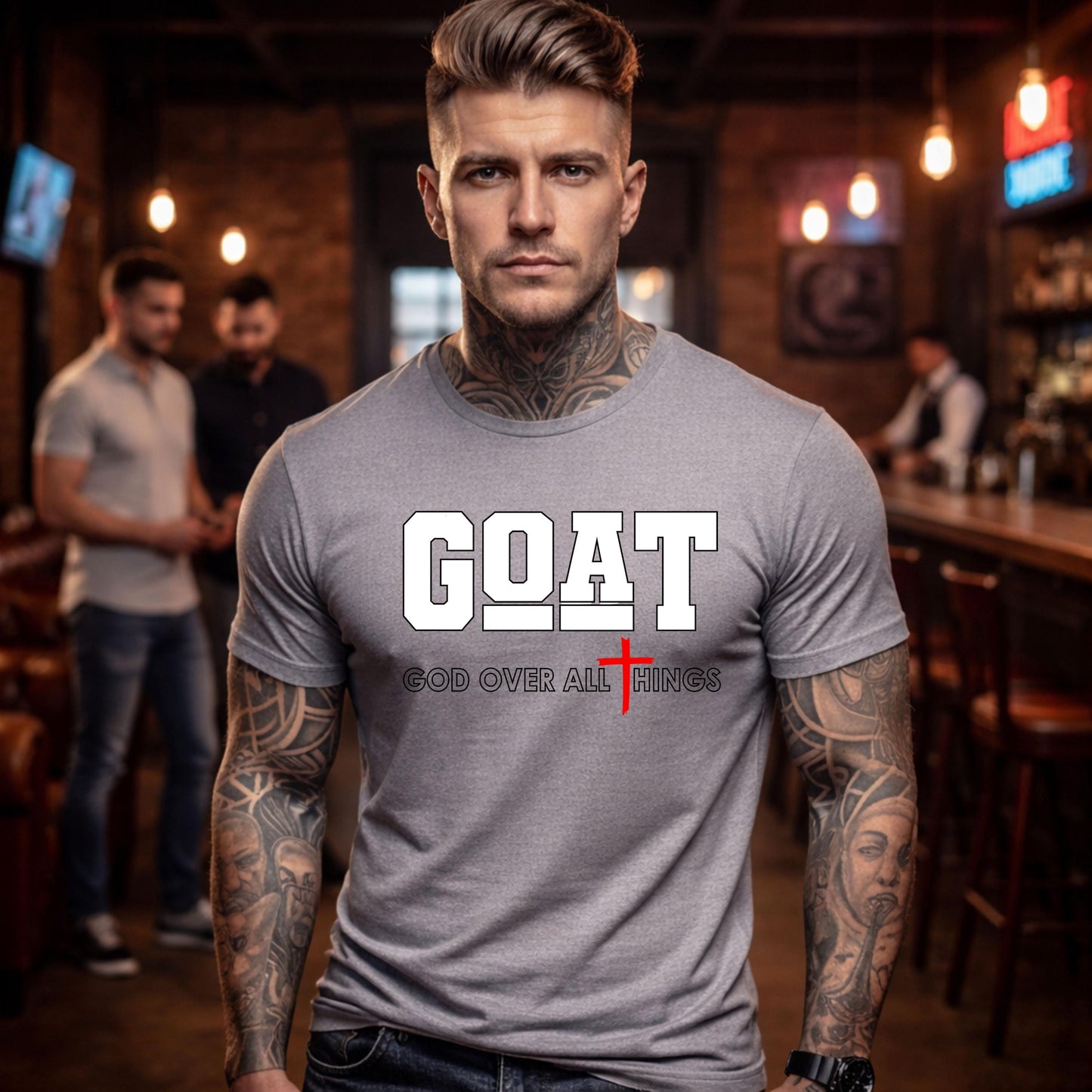 GOAT God Over All Things Christian T-Shirt | Gildan 64000 Unisex Softstyle Tee | Faith-Based Shirt for Men | Truly Blessed Apparel