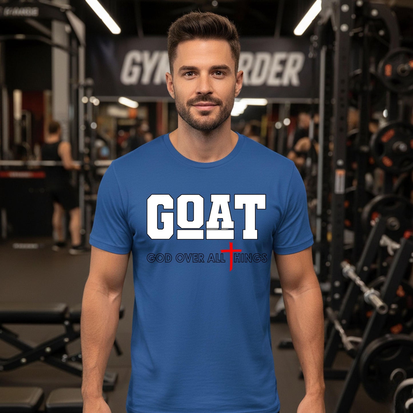GOAT God Over All Things Christian T-Shirt | Gildan 64000 Unisex Softstyle Tee | Faith-Based Shirt for Men | Truly Blessed Apparel
